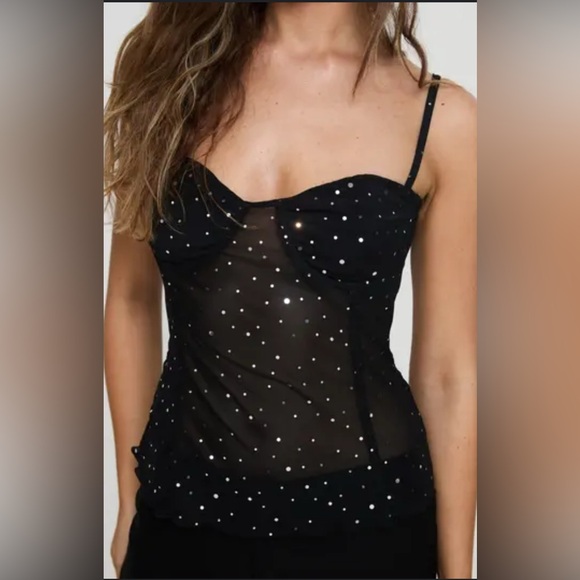 NWOT Princess Polly Mesh Sparkly Corset Top - Picture 2 of 11